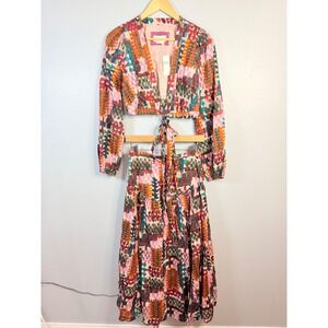 Anthropologie Abstract Colorful Patterned Matching Skirt Set Size‎ 6 Maxi